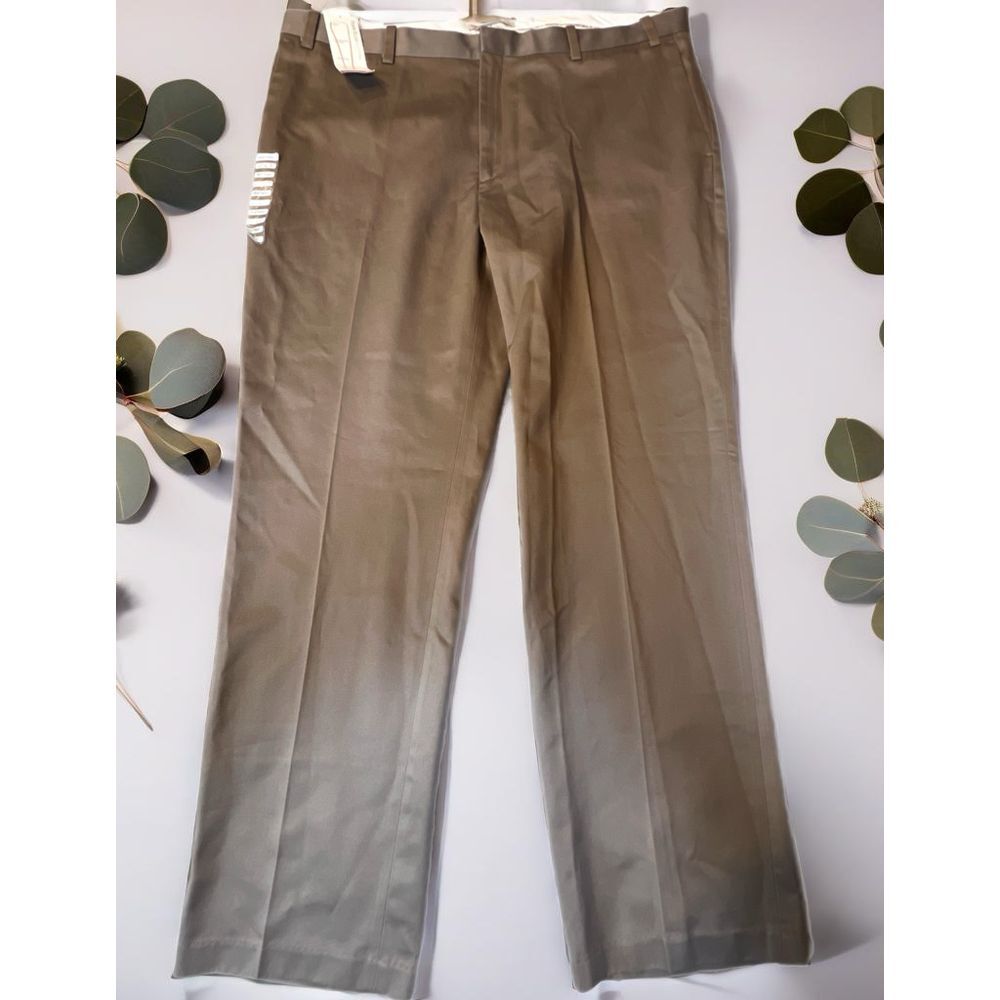 Perry Ellis Cottons Tailored Fit Beige Dress Pants Classic Business Trouse 42/32